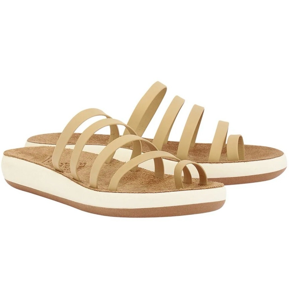 Ancient Greek Sandals brown cream leather Niki style Sz 39 US Sz 9